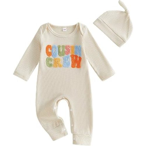 Kupretty Newborn Baby Boy Waffle Daddy's Mini Romper Jumpsuit and Hat