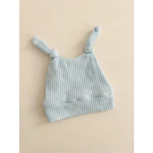 TWO KNOT BEANIE RIBBED - PASTEL BLUE