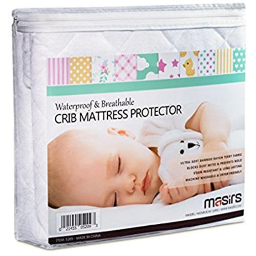 Crib Mattress Protector Cover - Comfortable, Breathable and Waterproof Bamboo Material. Keep The Crib Mattress Clean and Protected and Give Your Baby a Cozy Restful Sleep. Machine and Dryer Friendly.