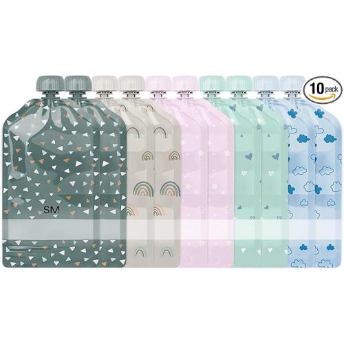 Simple Modern Reusable Baby Food Pouches for Toddlers | BPA Free Plastic, Food Safe, Freezer Safe | Refillable for Applesauce Yogurt & Puree Squeeze Pouch | 10 pack | 5oz | Assorted