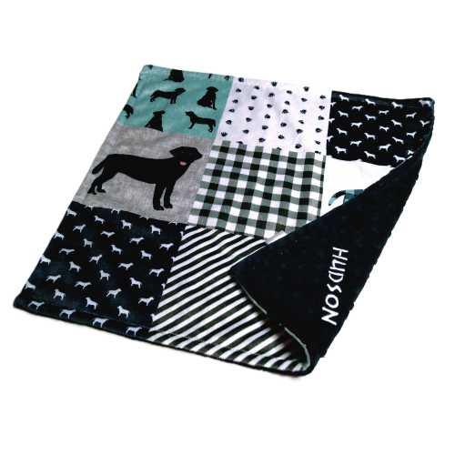 Baby Lovey, Black Lab Baby Gift, Personalized Labrador Security Blanket, Black Dog Blanket for Newborn, Baby Shower Gift