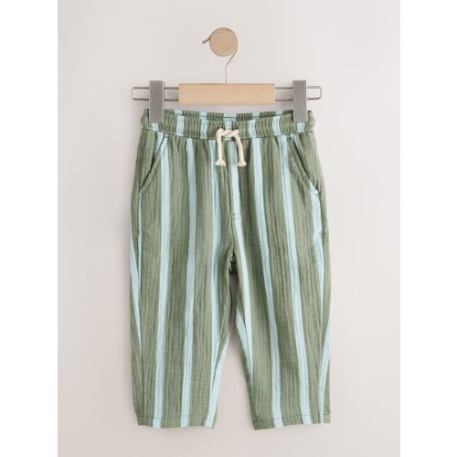 Sage Green Striped Soft Textured Pull On Trousers (3mths-7yrs)