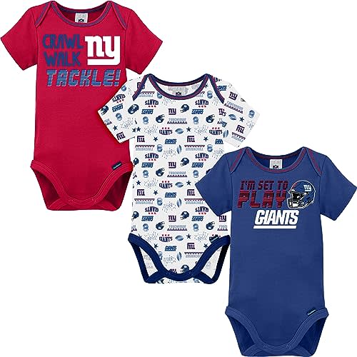 Gerber NFL unisex-baby Nfl Team 3 Pack Short Sleeve Onesie Bodysuit