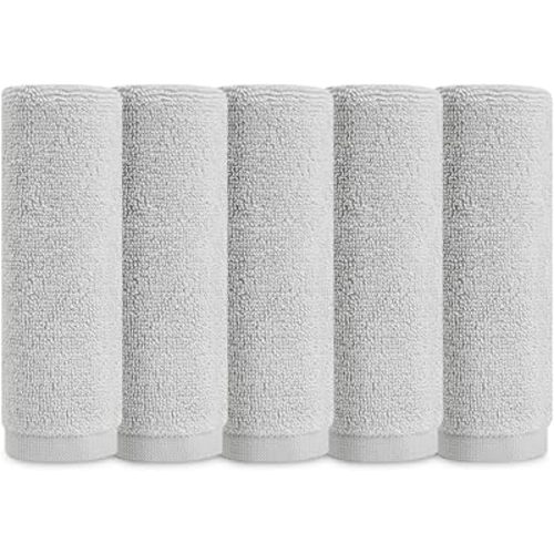 Natemia Organic Baby Washcloths (5 Pack, 12” x 12”) – 100% Organic Cotton – Ultra-Soft Baby Towels for Sensitive Skin – Newborn, Boys & Girls – Bathtime Wash Cloths, Baby Registry Must-Have (Grey)