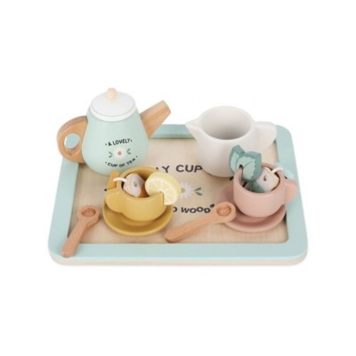 SARO Wooden Tea Set “Tea Time” – FSC® Certified Pretend Play Toy with Teapot, Cups, Macarons, and Tray, 14-Piece Eco-Friendly