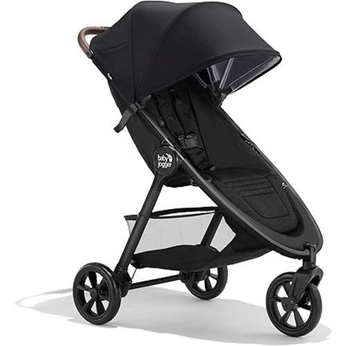Baby Jogger® City Mini GT3 All Terrain Baby Stroller with Forever Air Rubber Tires, All Wheel Suspension, Lightweight Stroller with Magnetic Buckle, No-Rethread Harness, and Foot Brake, Rich Black