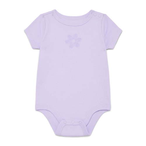 Wonder Nation Baby Girls Bodysuit with Short Sleeves, Sizes 0-24 Months