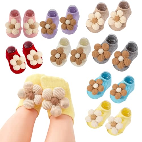 10Packs Baby Girls Socks Cute Flower Non-Slip Cotton Low Cut Ankle Socks for Babies Infants Toddler Girl,Baby Gifts for Girls