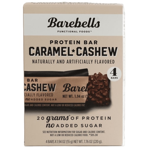 Barebells Protein Bars with 20g High Protein, 1.9oz Bars, Caramel Cashew - 4 Count