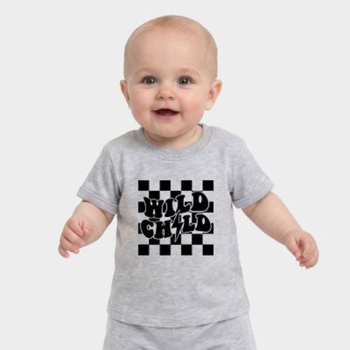 The Juniper Shop - Infant Jogger Pant Crew Set - Wild Child Lightning Bolt - Heather Grey - 12-18 MONTH