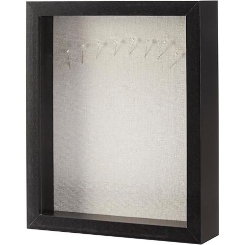 Amazon Basics Shadow Box Wood Rectangular Frame, 8" x 10", Black
