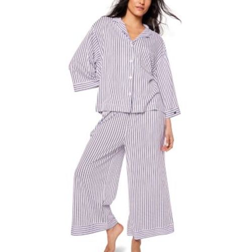 French Ticking Wide Leg Pajama Set