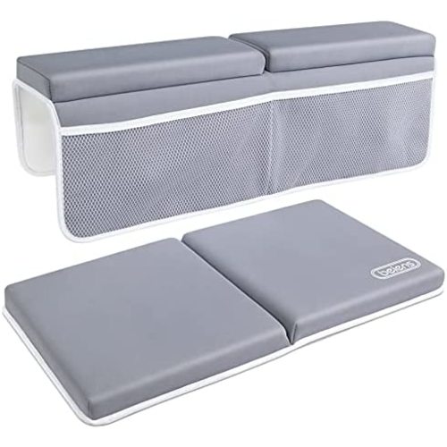 beiens Bath Kneeler and Elbow Rest Pad, 1.5'' Thick Quickly Dry Kneeling Pad and Elbow Support for Knee & Arm Support Large Bathtub Kneeling Mat with Toy Organizer for Happy Baby Bathing Time (Grey)