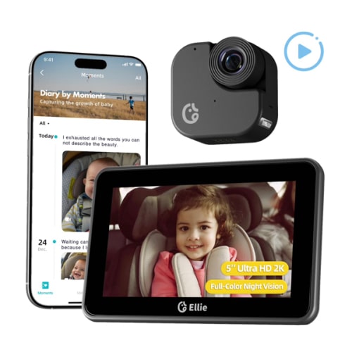 Ellie Baby Car Monitor, 5-Inch 1080P LCD Monitor, Baby Car Monitor Camera