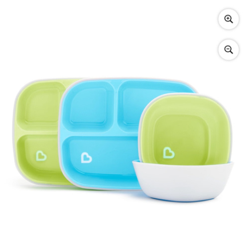 Munchkin Splash Ensemble de salle à manger et assiette divisée 4 pièces pour tout-petit, Bleu / Vert - Walmart.ca