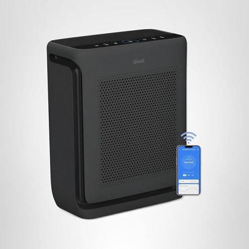 LEVOIT Air Purifiers for Home Large Room Up to 1875 Ft² with Washable Pre-Filter, AHAM VERIFIDE, Air Quality Monitor, HEPA Sleep Mode for Allergies, Pet Hair in Bedroom, Vital 200S-P, Black
