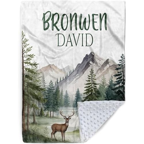 Couverture personnalisée pour bébé garçon, couverture personnalisée pour bébé avec nom, flanelle douce avec dos à pois double couche, couverture d'emmaillotage adaptée aux nourrissons et aux