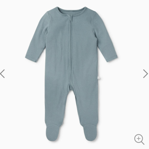 Ribbed Clever Zip Sleepsuit Ribbed Blue / 0 - 3 M
