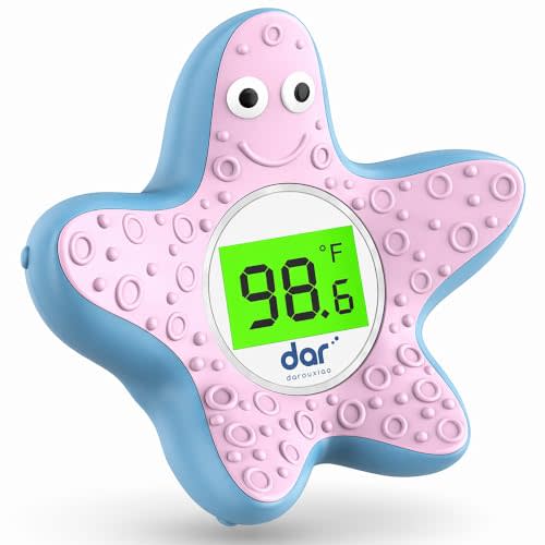 Baby Bath Thermometer for Tub,Floating Digital Water Temperature Thermometer with Instant Accurate Reading,3-Color Safety Light,Auto On/Off for Newborn,Infant & Toddler(Starfish)