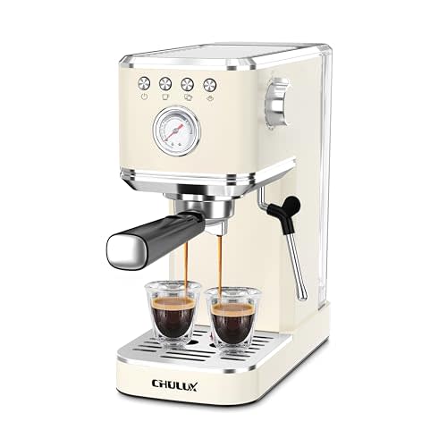 CHULUX Slim Espresso Machine with Milk Frother Steam Wand, 20 Bar Professional Italian Pump Semi Automatic Espresso Coffee Machine for Home Cappuccino & Latte Maker, Creamy