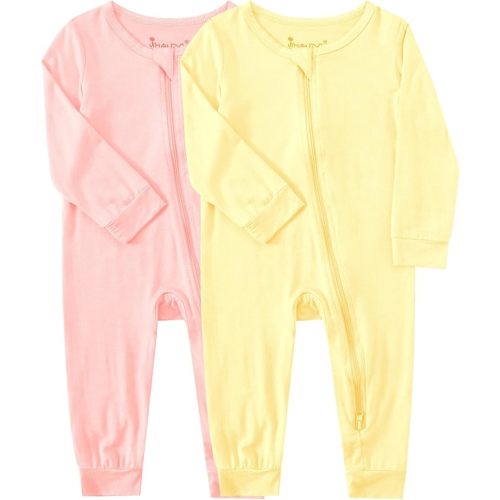 Jimonda Baby Footless Pajamas Boys Girls Bamboo Sleepers 2-Way Zipper Jumpsuits Unisex Long Sleeve Romper