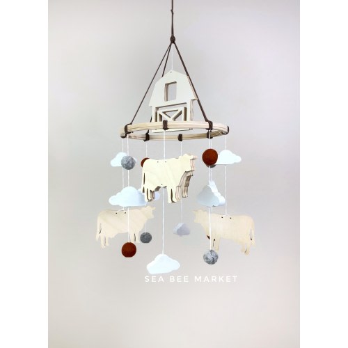 Cattle Ranch Crib Mobile: Rustic Barnyard Nursery Decor