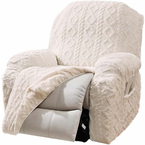 Solennerer Recliner Chair Covers 4-Pieces Reclining Chair Slipcovers with Pocket& Elastic Bottom, Soft Feel Fitted Lazy Boy Sofa Couch Cover Washable, Stretch Recliner Furniture Protector