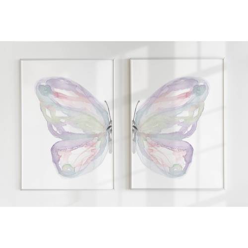 Watercolor Butterfly Print Set: Pastel Nursery Wall Art (Digital Download)