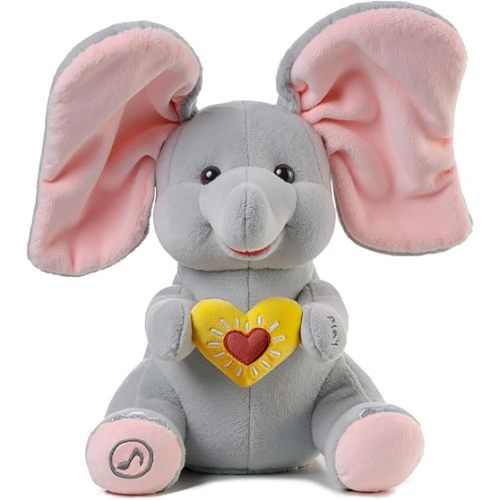 eJog Pup Peek a Boo Elephant Toy, Interactive Stuffed Elephant for Kids