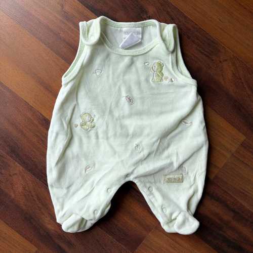 Vintage 2001 Carters Mint Green Velour Teddy Bear Footed Romper Newborn 0-2 Mo