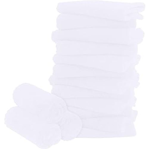 16 Pack Baby Washcloths - 10x10 Inch, Microfiber baby towel - Absorbent and Soft baby Wash Clothes for Newborns, Infants and Toddlers - Quick Dry for baby boys and girls face towel - White