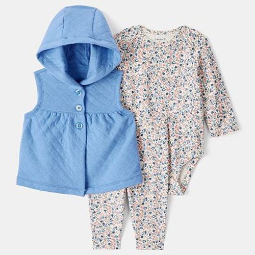 Baby Girl Carter's 3-pc. Floral Vest, Bodysuit & Pant Set
