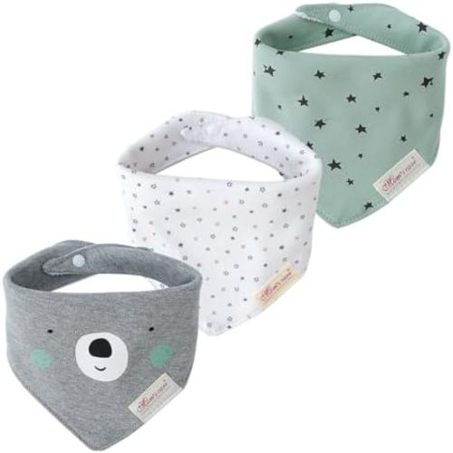 JN&LULU 3 Pack Newborn Baby Bibs Bandana Drool Bibs for Drooling Cotton Baby Gifts