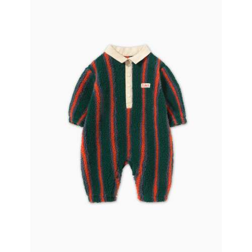 Multicolor Stripes Polo Sherpa One-Piece in Multi