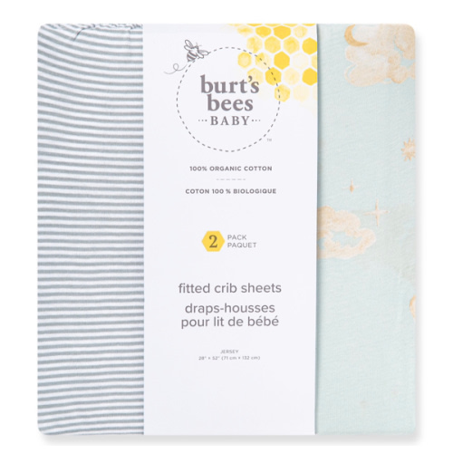 Good Night Sky Organic Cotton Crib Sheets Set of 2 - Ice Flow