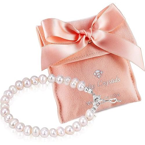 Freshwater Cultured Pearl Bracelet, Baby Bracelets for infant girls Sterling Silver Jewelry keepsake for boys or girls, 1st Birthday Girl, 1 Year Old Girl Gifts