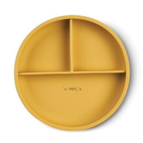 SARO "Food & Fun" 3-Compartment Silicone Plate: Suction Base, Baby-Led Weaning Toddler Feeding Plate