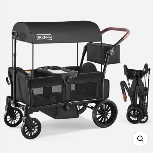 All-Terrain Wagon Stroller for 2 with Canopy – Foldable 2-Seat Wagon for Beach, Park & Camping Adventures