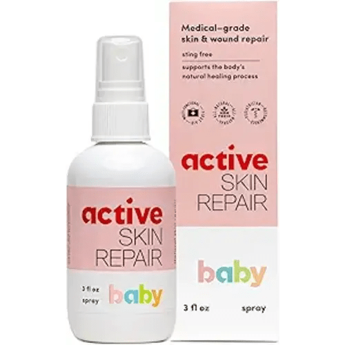 Active Skin Repair Natural, Non-Toxic, No Sting Baby Spray First Aid Safe For Use on Diaper Rash, Baby Acne, Eczema, Cuts, Wounds, Scrapes, and Other Skin Irritations (3 oz. Spray)