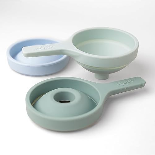 Inspire My Play 3 x Green Silicone Collapsible Funnels for Kids - Sensory Play Funnel Toys for Kids - Pouring Toys for Toddlers - Food Safe Sensory Bin Tools and Accessories