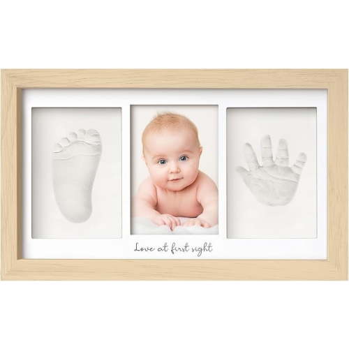 Baby Hand and Footprint Kit - Clay Handprint Keepsake Frame, Newborn Nursery Picture Frame, Personalized New Mom Gifts for Baby Shower & Registry