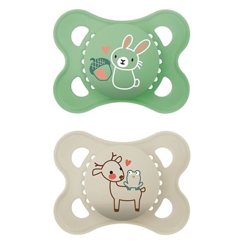 MAM Original Matte Baby Pacifiers, Binky for 0-6 Months, BPA-Free Silicone Nipple, Easy to Clean, Best for Newborn Babies, Developed with Medical Experts, 2 Count Binkies with Sterilizer Case