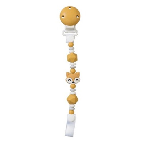 SARO "Foxy" Silicone Pacifier Clip Holder - Mustard: BPA-Free Baby Teether Chain & Soother Clip