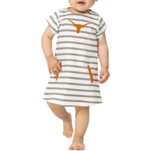 Little King NCAA Infant Girls Short Sleeve Striped Dress-French Terry with Embroidered Team Logo-Sizes 6M, 12M and 18M
