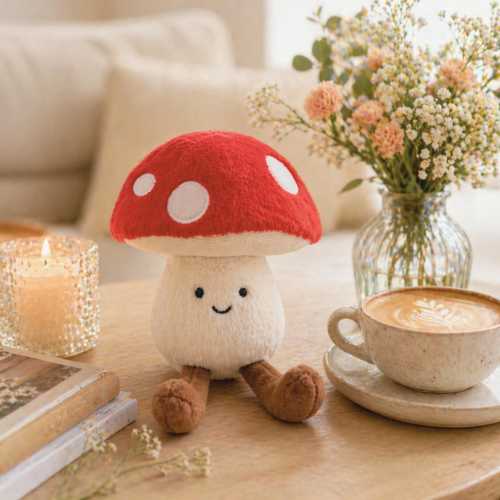 Mushroom Plush Toy Cute Kawaii Stuffed Mushroom Doll Soft Plush Pillow Aesthetic Room Decor Gift Kids Nursery Cushion 20cm Cute Gift Idea