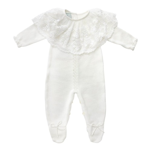 Ivory Spanish Lace Knit Babygrow