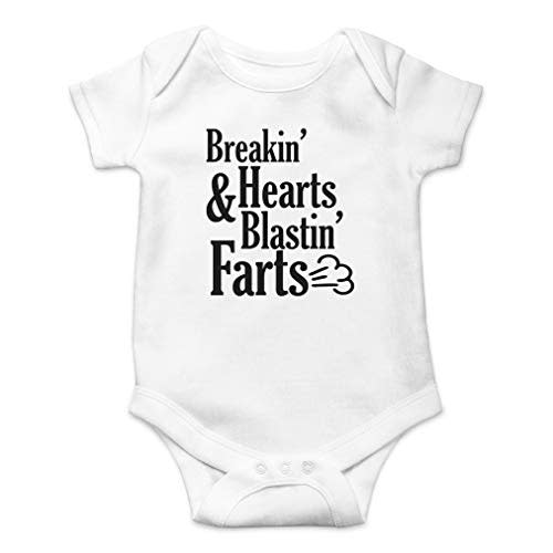 AW Fashions Breakin' Hearts & Blastin' Farts Baby Bodysuit Funny Cute Infant Clothing Baby Wear Apparel