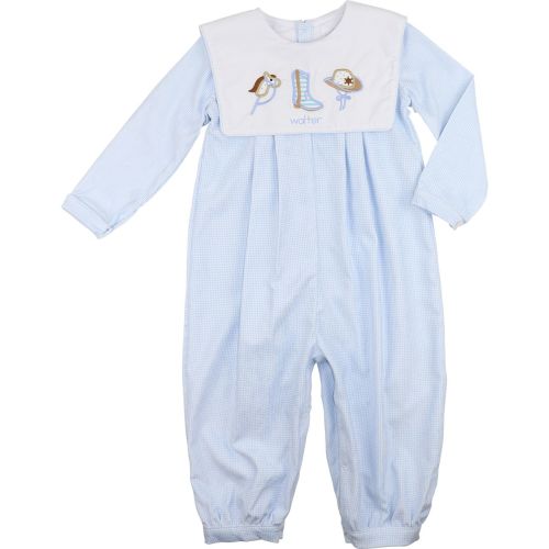 Blue Gingham Corduroy Cowboy Long Romper – Cecil & Lou