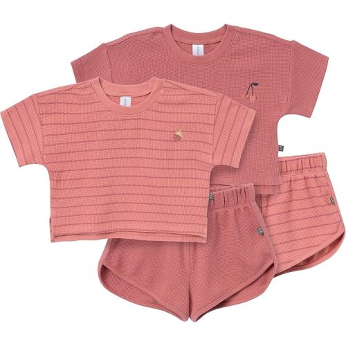 Modern Moments by Gerber Baby Girls' 4-piece Set (2 Boxy Crop Tops & 2 Dolphin Shorts)