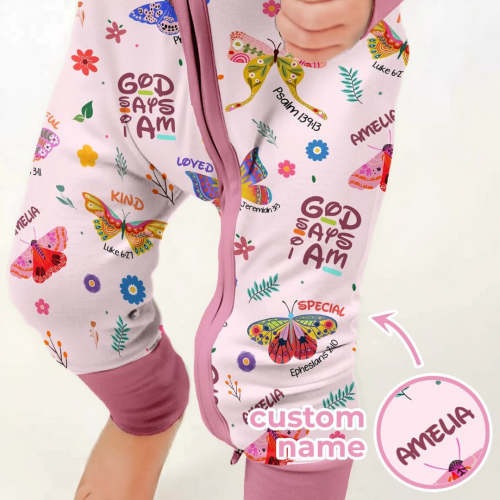 Custom Name God says I am Butterfly Convertible Zippy – Zumbamboo